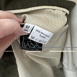 JOS A BANK jacket blazer polyester microfiber faux suede olive green 50L